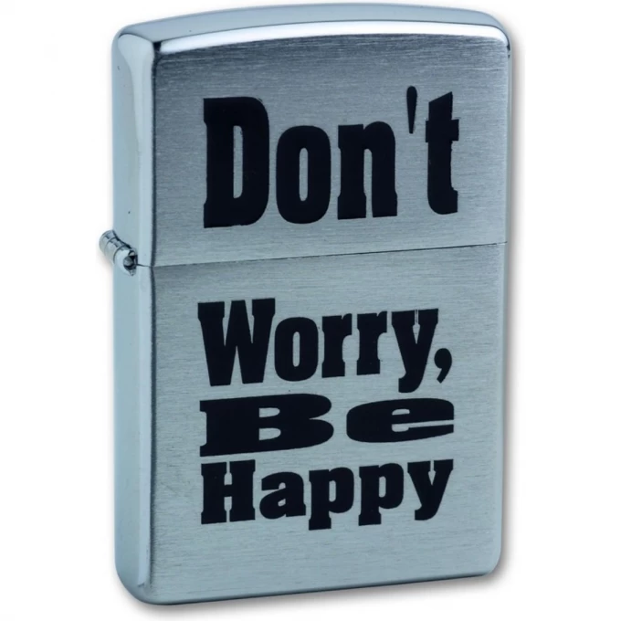Зажигалка ZIPPO DON`T WORRY с покрытием Brushed Chrome латунь/сталь 38x13x57 серебристая 200 Dontworry Зажигалка ZIPPO DON`T WORRY с покрытием Brushed Chrome латунь/сталь 38x13x57 серебристая 200 Dontworry